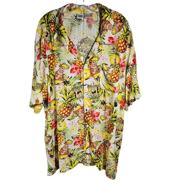 Nickelodeon SpongeBob SquarePants Men's Rayon Button Down Shirt XXL - Picture 1 of 12